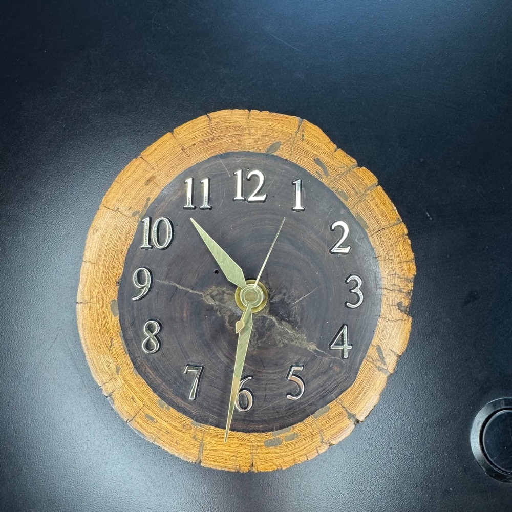 Mirland Albiston Wood Slice Clock‎ Wall Decor Rustic Hand Crafted Quartz 6"
